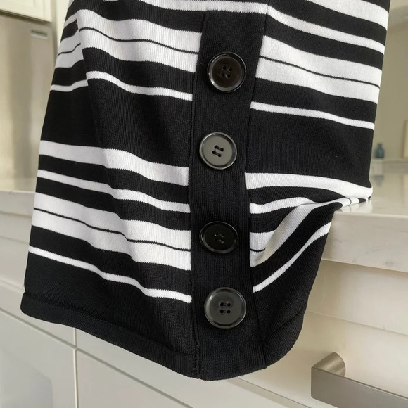 Rino Rossi Knits SS Crew Neck Rayon & Nylon Striped Knit Top Black + White Sz M - Picture 3 of 9